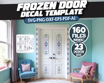 Paquete SVG de calcomanías para puertas de Frozen: Decoración de habitación de princesa (descarga digital)