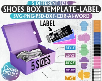 Sneaker Box Template SVG: Shoe Box Label, Cricut Files (Instant Download)
