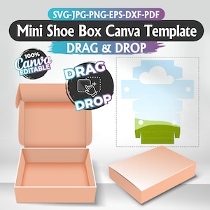 Mini Shoe Box Template: Canva, SVG, Cricut, Party Favor (Digital Download)
