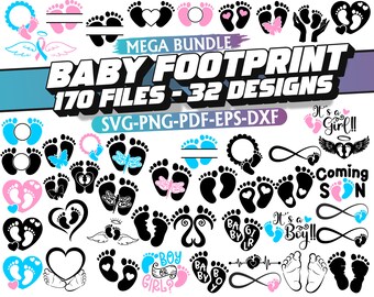 Paquete SVG de huellas de bebé: 32 diseños, archivos de corte Cricut (descarga digital)