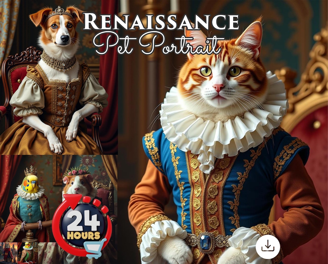 Custom Renaissance Pet Portrait: Regal Dog or Cat Art (digital Download ...