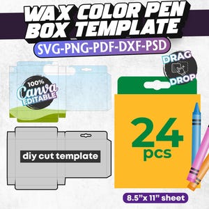 24-Pack Crayon Box Template: Editable Canva Design (SVG, PNG, PDF)