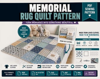 Memory Quilt Pattern PDF | Memorial Quilt Sewing Pattern | Rag Quilt Pattern | Baby Clothes Keepsake Blanket | Instant Download