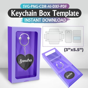Caja para llavero SVG, Tarjeta para exhibir llaveros SVG, Plantilla para exhibir llaveros, Empaquetado para llaveros, llavero SVG, caja de regalo SVG, Videotutorial