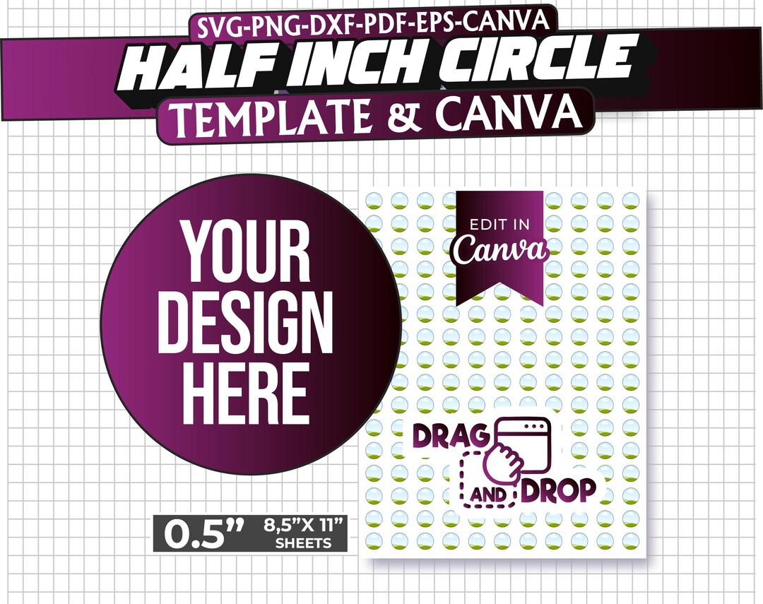 0.5” Half Inch Circle Label Template for Stickers – Editable Canva ...