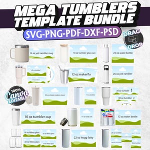 Tumbler Template Bundle, Tumbler Template Svg, Tumbler Wrap Template, Tumbler Canva Editable Template,  Wrapper Template, Skinny Tumbler