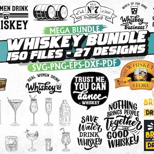 Whiskey SVG Bundle: Cocktail Lover Decals, Cricut Cut Files
