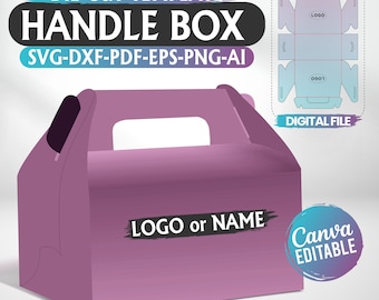Gable Box Template SVG: Handle Box, Party Favor (Digital Download)