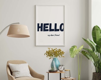 hello wall art,printable greeting poster,digital download,home decor,entryway wall art,Living Room decor