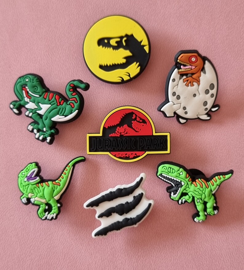 Set of 7 Jurassic Park Croc Jibbitz Etsy