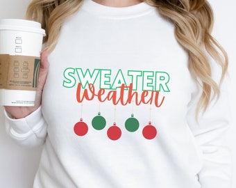 White Christmas Sweatshirt For Women - Funny Holiday Letter Print Pullover Top