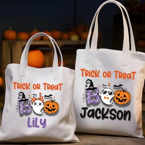 Sacola personalizada para doces ou travessuras, sacola de Halloween, sacola de doces de Halloween para crianças, sacola de Halloween, sacola de doces ou travessuras, sacola de lona personalizada
