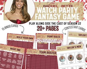 Zestaw gier na wieczór panieński | Fantasy Draft, karty bingo, tablice wyników, przewidywania | Gra imprezowa do druku | Gry na wieczór panieński