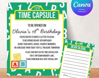 Street Themed Time Capsule | ABC 123 Party Printable | Time Capsule Template | 1st Birthday Decoration | Street Monster Birthday | Canva