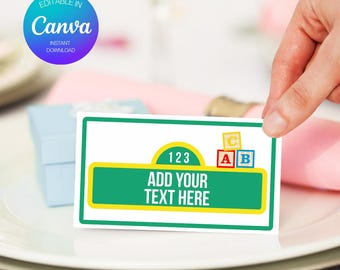 Street Inspired Birthday Food Labels | Printable Buffet Tent Cards | ABC 123 Party Table Decor | Canva Template | Street Monster Birthday