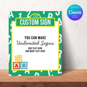 Street Inspired Birthday Custom Sign | Personalized Party Decor | Printable Welcome or Photo Sign | Editable Canva Template | ABC 123 Party
