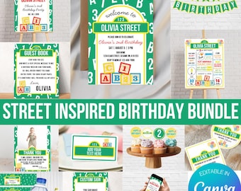 Street Inspired Birthday Party Bundle | Printable Party Decor Set | Editable Canva Templates | Invitation, Banner, Signs, Labels, & More