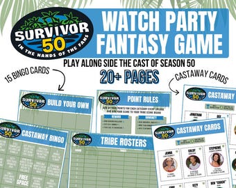 Survivor Watch Party Game Bundle | Fantasy Draft, Bingo Cards, Scoreboards & Predictions | Printable Survivor Party Game | Reality TV Draft