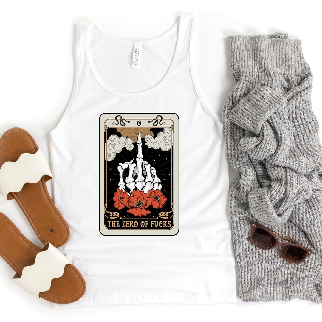 Zero Fucks Given Tank, Tarot Tank, Unisex Tank Tops, Skeleton Shirt