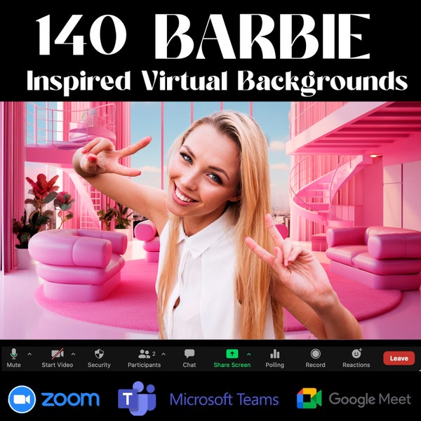 Barbie Inspired Virtual Background | Zoom Background | Digital Backgrounds | Home & Office Backgrounds | Zoom | Backdrop | Value Bundle Pack