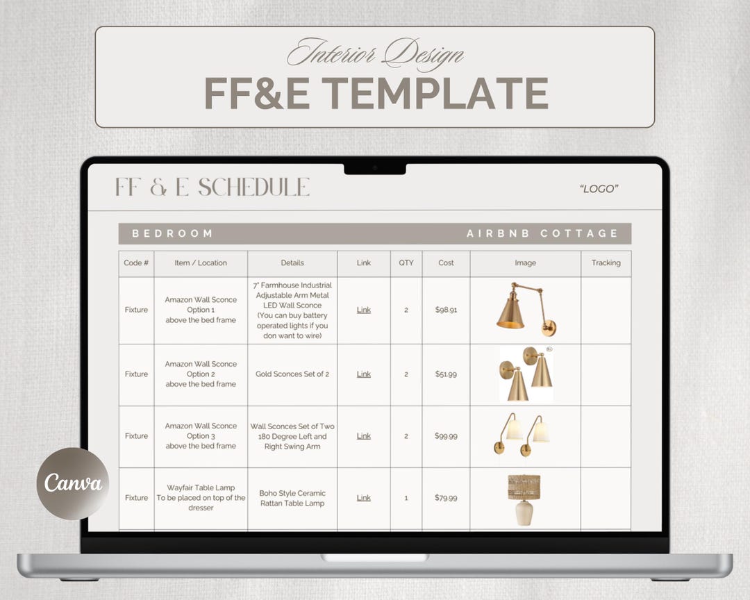 Interior Design Shopping List Template: Editable Home Decor Planner ...