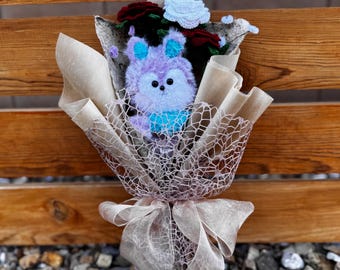 ふわふわKポップかぎ針編みフラワーブーケ｜ARMYへのギフト