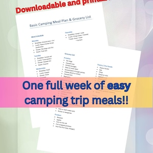 Easy Camping Meal Plan and Grocery List - One Week