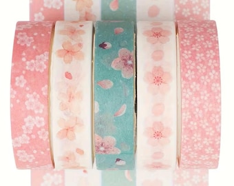 Cherry Blossom Washi Tape (5 Varieties) - Length: 118.11" / 300cm / 3m