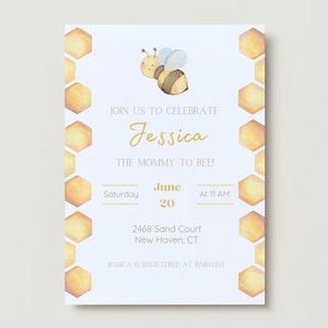 Mommy to Bee! Baby Shower Invitation EDITABLE TEMPLATE