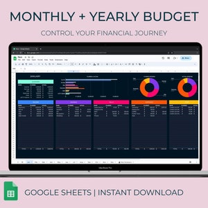 Annual Budget Spreadsheet Template Monthly and Yearly Budget Planner Google Sheet Template Personal Finance Dashboard Expense Tracker