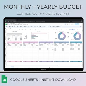 Annual Budget Spreadsheet Template Monthly and Yearly Budget Planner Google Sheet Template Personal Finance Dashboard Expense Tracker