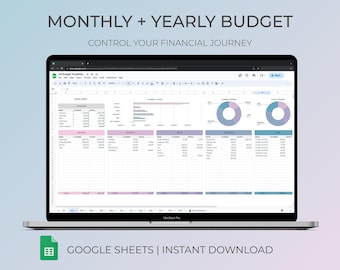 Modello di foglio di calcolo del budget annuale Pianificatore di budget mensile e annuale Modello di foglio Google Dashboard di finanza personale Monitoraggio delle spese