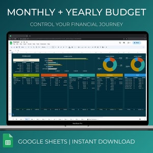 Annual Budget Spreadsheet Template Monthly and Yearly Budget Planner Google Sheet Template Personal Finance Dashboard Expense Tracker