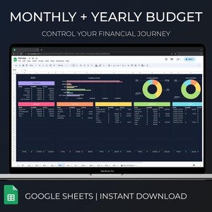 Annual Budget Spreadsheet Template Monthly and Yearly Budget Planner Google Sheet Template Personal Finance Dashboard Expense Tracker