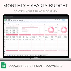 Annual Budget Spreadsheet Template Monthly and Yearly Budget Planner Google Sheet Template Personal Finance Dashboard Expense Tracker