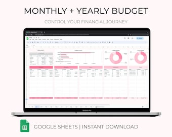 Modello di foglio di calcolo del budget annuale Pianificatore di budget mensile e annuale Modello di foglio Google Dashboard di finanza personale Monitoraggio delle spese