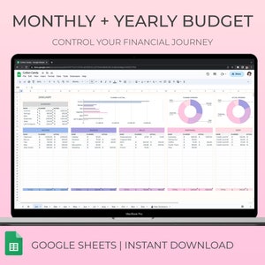 Annual Budget Spreadsheet Template Monthly and Yearly Budget Planner Google Sheet Template Personal Finance Dashboard Expense Tracker