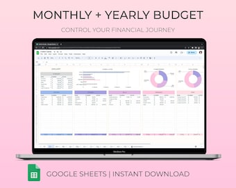 Modello di foglio di calcolo del budget annuale Pianificatore di budget mensile e annuale Modello di foglio Google Dashboard di finanza personale Monitoraggio delle spese
