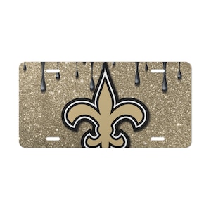 New Orleans Saints Vanity License Plate for NFL Fan. Aluminum NFL Football Vanity License Plate for Mancave.