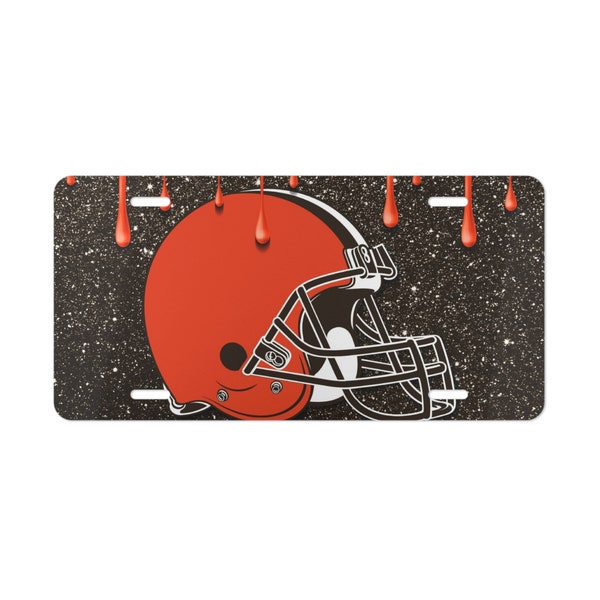 Cleveland Browns License Plate. Aluminum NFL Football Vanity License Plate.