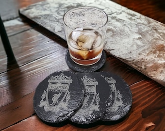 Liverpool Football Slate Coaster (Set of 6) gift. Liverpool Soccer Slate coaster set.