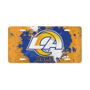 Los Angeles Rams Vanity License Plate for Football Fan. Rams aluminum NFL Football Vanity License Plate gift.