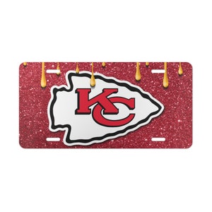 Kansas City Chiefs Vanity License Plate for football fan. Chiefs Aluminum Vanity License Plate.