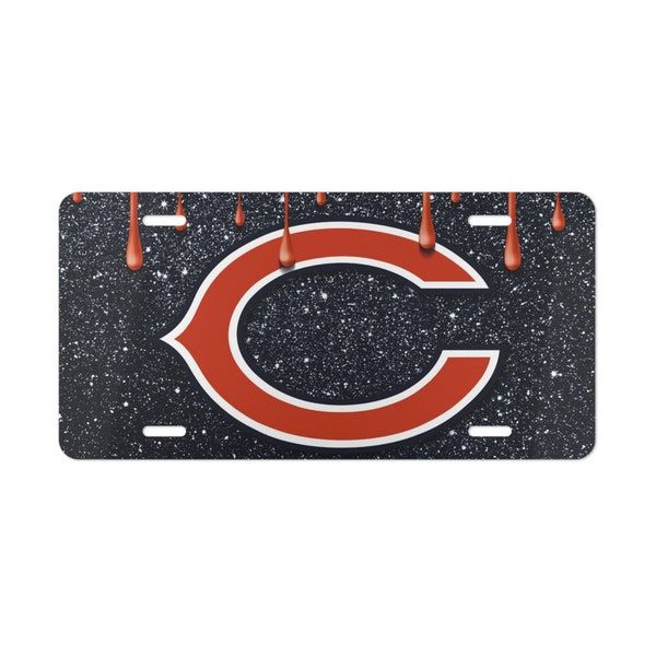 Chicago Bears License Plate. Aluminum NFL Football Vanity License Plate.