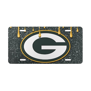 Placa de carro em alumínio. Placa Vanity do Green Bay Packers.