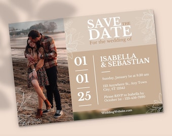 Save The Date Template With Photo, Save The Date Postcard, Save The Date Cards, Save The Dates, Horizontal Save The Date Template Download