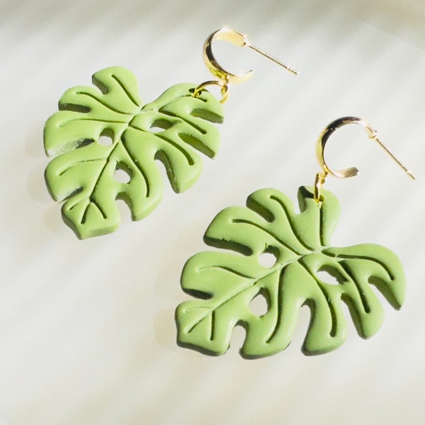 Ellen | Boho Earrings For Plant Lovers Gifts For Women Monstera Dangle And Drop Earrings Green Lover Earrings