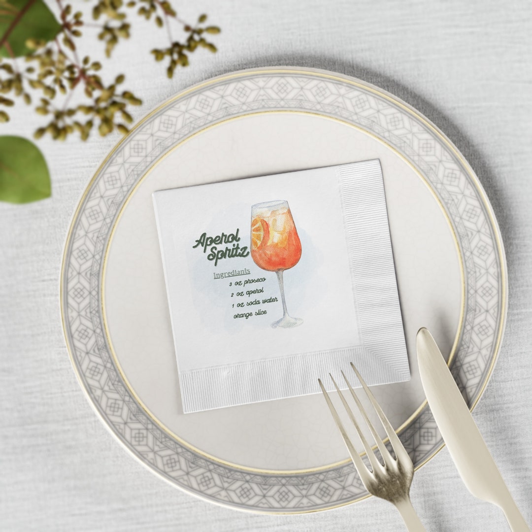 Aperol Spritz Cocktail Napkins White Coined Napkins Aperol Etsy