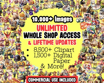 Accès à toute la boutique et mises à jour à vie - plus de 10 000 images - Clipart, papier numérique, fichiers PNG - Accès illimité à vie dans tout le magasin