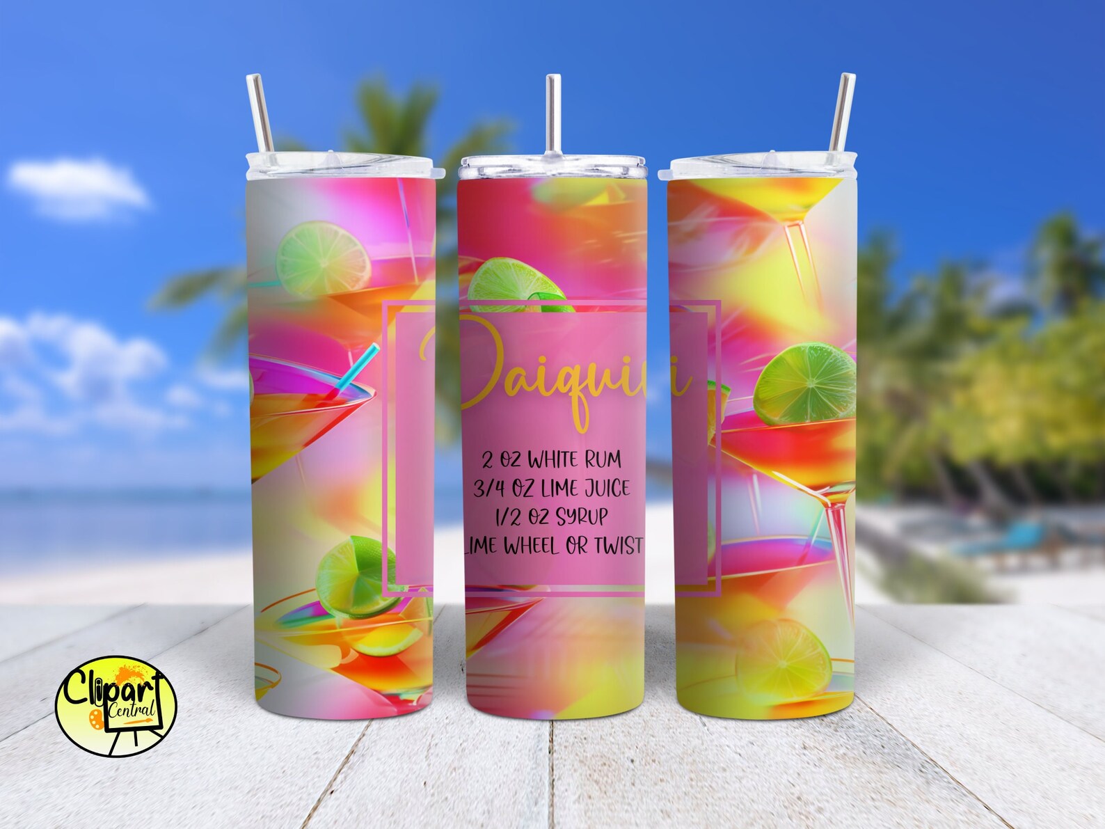 Daiquiri Cocktail Tumbler Wrap Design 300 DPI Seamless PNG Commercial